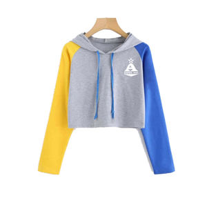 Sweat-shirt à capuche court avec panneau pour femmes, vêtements décontractés de travail à la mode 2020 - Product Image 4