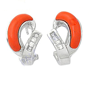 Petite Floral Design Oxidised Silver Cubic Zirconia Ruby Stone <b>Studded</b> Girls Stud Earring As Office Wear at Lowest Selling Price - Product Image 1