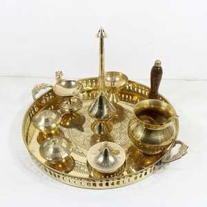 Diseño antiguo Latón Pooja Thali Calidad premium de la India El mejor precio para sala de estar o tienda de regalos - Product Image 5