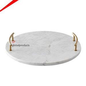 Bandeja rectangular de mármol de ágata con asas doradas, bandeja de servicio para decoración de restaurantes y hoteles, el diseño más atractivo - Product Image 6