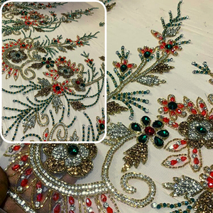 Tela de encaje africano con cuentas bordadas, nuevo diseño, 2022 - Product Image 4