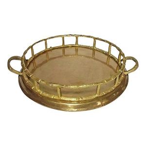 Bandeja de latón con estilo de gran oferta, plato de forma ovalada de oro hecho a mano con asa, bandejas de servicio rentables - Product Image 6