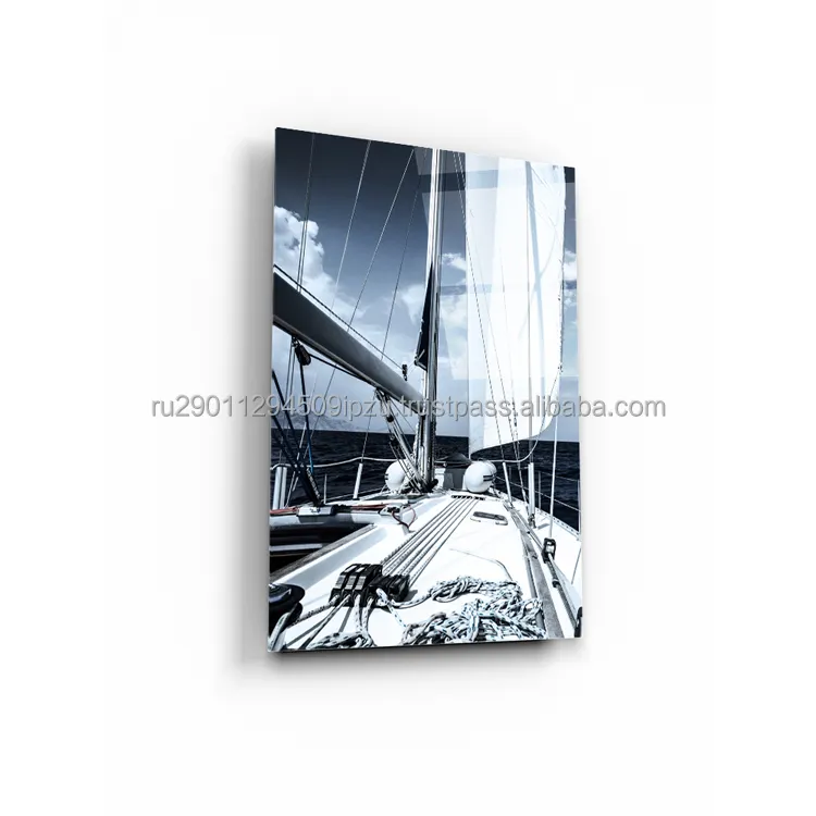 Painting on glass "Yacht 3" 40x60 art. WBR-02-719-04 decorate the interior in an original way