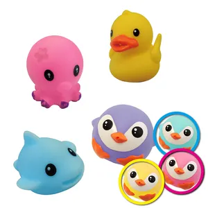 Small Mini Capsule Floating bath toys for babies Gun Squeeze Soft Animal Figurine Vinyl PVC Cute Water Spray toys for kids