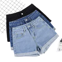 Шорты женские джинсовые с завышенной талией, модные повседневные облегающие пикантные короткие брюки из денима с эффектом потертости, большие размеры, на лето