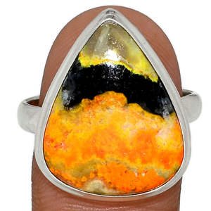 Natural Bumble <b>Bee</b> Gemstone Ring-Protective Stone Handmade 925 Sterling Silver Pear Cut Cute Party Wear Wholesale Ring - Product Image 1