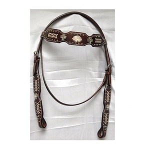 Bridon de cheval western en cuir marron véritable – Design élégant et personnalisé, confortable et durable, accessoire équestre d'extérieur - Product Image 1