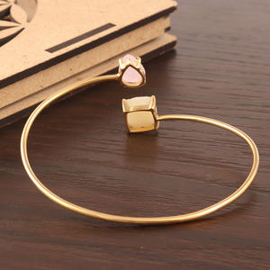 Wholesale Luxury Fashion <b>Bangle</b> <b>Bracelet</b> Natural White Sugar Druzy Briolette Cut Pink Quartz Gold/Silver Plated Styles - Product Image 4