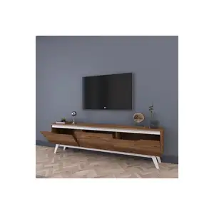 Rani D1 TV standı-Modern ve Minimalist tasarım TV dolabı-m-ceviz ve beyaz renk marka yeni avrupa toptan mobilya