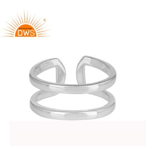 Bague ajustable en argent Sterling 925 pour les hommes, Double bande, bijou fait à la main, vente en gros - Product Image 1