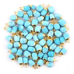 Vente en gros de fournitures de recherche howlite turquoise connecteur de culbutage or galvanoplastie tranchant pendentif breloques bricolage connecteur pour bijoux - Product Image 5