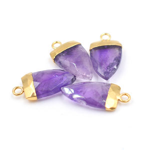 Amethyst Pendant Half Marquise Shape Gold Plated with Bail Fashion Jewellery Findings for Making Jewellery - Product Image 5