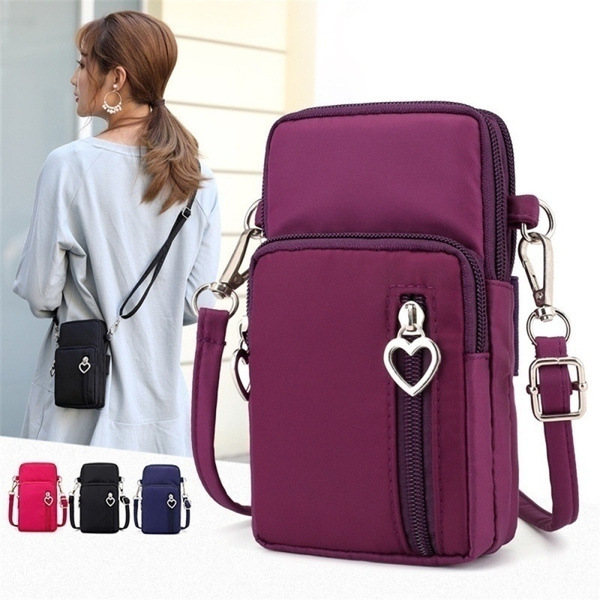 Casual Nylon Multi-pocket Waterproof Smartphone Telephone Cell Phone Bag Mobile Crossbody Shoulder Phone Pouch