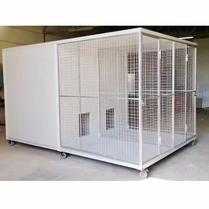 Air-conditioned insulated dog kennel cage in hot weather