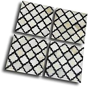 ที่รองแก้วหินม็อบที่รองแก้วชาแบบเปลือกหอยมุกสำหรับตกแต่งบ้านรูปทรงสี่เหลี่ยมลายดอกไม้ - Product Image 2