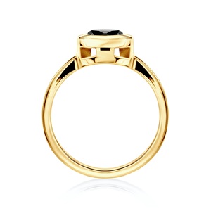 Anillo solitario de Diamante Negro Natural de 1,00 quilates, oro amarillo de 14K, anillo de diamante negro, ajuste de bisel, oro Real de 14K - Product Image 3