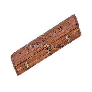 Caja de madera hecha a mano con incrustaciones de latón, soporte para incienso y quemador de cono, soporte de Agarbatti tallado a mano - Product Image 6