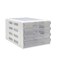 Prix de gros Organiseurs en plastique transparent de type tiroir de bureau Boîte de rangement de fichiers en plastique