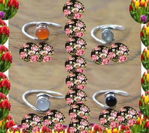 Impressionnant à la recherche de calcédoine bague en pierre de forme ronde 8mm en taille 925 en argent Sterling lunette réglage bague bijoux pour la vente d'été - Product Image 1