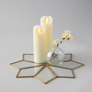 Antique Brass Star Tray <b>Pillar</b> <b>Candles</b> - Product Image 1