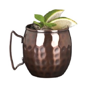 Taza para servir té y café de forma redonda hecha a mano en cobre martillado Moscow Mule Mug para uso en restaurante de Hotel - Product Image 4