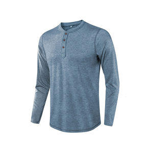 New Arrival Men's Full <b>Sleeve</b> <b>T</b>-<b>Shirt</b> High Quality Cotton Quick Dry Light Solid Pattern 3 <b>Buttons</b> Fitted Style <b>With</b> Custom Logo - Product Image 1