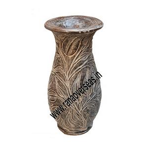 Vase à fleurs en bois décoratif de sculpture de feuille classique pour la maison salon chambre hôtel Restaurant - Product Image 1