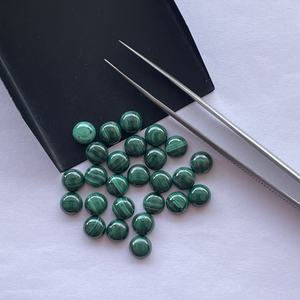 5mm naturel vert Malachite lisse rond lâche semi-précieux calibré Cabochon pierre précieuse au prix de gros pierres fabricant - Product Image 1