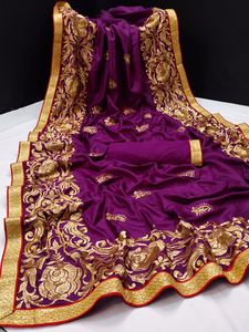 Sari en coton et soie Banarasi multicolores Rich Look Sarara avec blouse, nouvelle arrivée, tenue ethnique formelle pour les fêtes et les mariages - Product Image 2