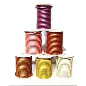 Penjualan pabrik pada kulit kalung bulat kabel metalik grosir membeli 0.5mm sampai 8mm kulit Cording untuk kerajinan & barang buatan tangan