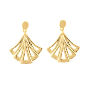 Unique women fashion jewelry 24K Gold Plated Stud Dangle Earrings Light Weight Party Wear Designer Leaf Drop Dangle Earring Gift