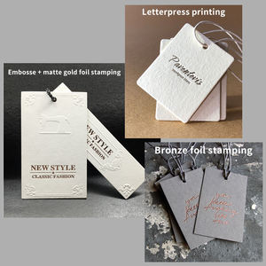 Etiqueta colgante de cartón mate personalizada, <span class=keywords><strong>folleto</strong></span> en relieve para accesorios de ropa, etiqueta de cartón de papel especial para ropa - Product Image 6