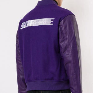 Veste de baseball imprimée personnalisée pour hommes avec manche en cuir véritable - Product Image 5