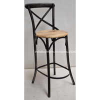 Tabouret de bar en fer robuste et durable, design industriel moderne, assise en bois, pour la maison, l'hôtel, le restaurant, l'extérieur