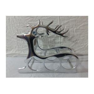 ชั้นวางขวดไวน์แบบสามขวดทำด้วยมือโลหะสีขาวเงา - Product Image 1