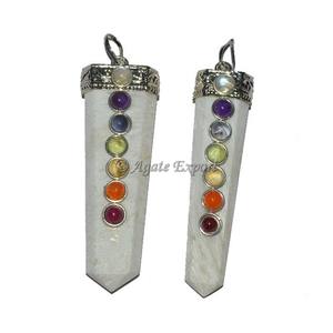 Artisanat en pierre semi-précieuse Scolosite Sept Chakra Pendentif en cristal 7 chakra Pendentif en pierre d'agate naturelle - Product Image 1