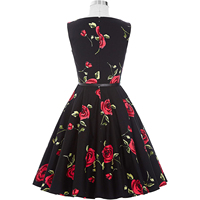 Robe d'été vintage sans manches à col rond pour femme, en coton et élasthanne écologiques, lavable, taille naturelle, avec ceinture imprimée – Vente en gros