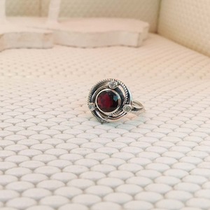 Anillos de Compromiso de Plata de Ley 925 para Mujer, Conjunto Informal de Bisel de Diamante CZ Granate para Boda y Fiesta, Dedos para Mujer, Venta Al por Mayor - Product Image 2