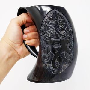Taza de cuerno para beber vikingo Medieval hecha a mano Natural 100%, artesanía náutica pulida de estilo Animal de buey - Product Image 5