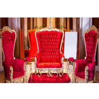 Ensemble de meubles de mariage en velours rouge à dossier haut, canapé et chaises à dossier haut rouges pour mariage, canapé et chaise rouge et or pour scène de mariage, Canada