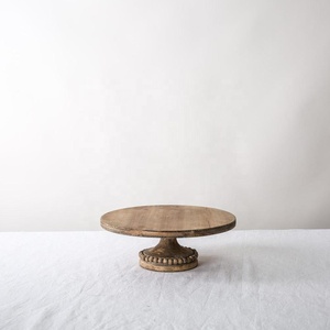 Antique Hand Carved Eco-Friendly Mango <b>Wood</b> 2-Tier Cake Stand Customizable Size for Farmhouse <b>Rustic</b> Kitchen Display OEM Wedding - Product Image 5
