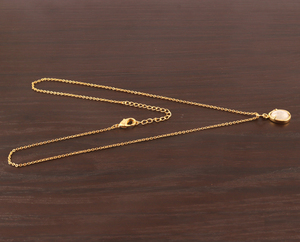 Colgante minimalista con forma de huevo para mujer, cadena con piedra lunar de arcoíris, de latón dorado/plateado, nuevos diseños - Product Image 6