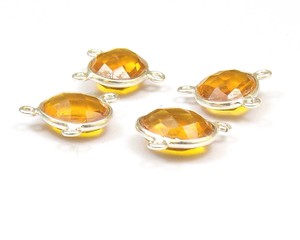 Piedra preciosa de cuarzo citrino con forma ovalada chapada en plata Trippel Bail Jewelry Making Link Bisel Connector - Product Image 5
