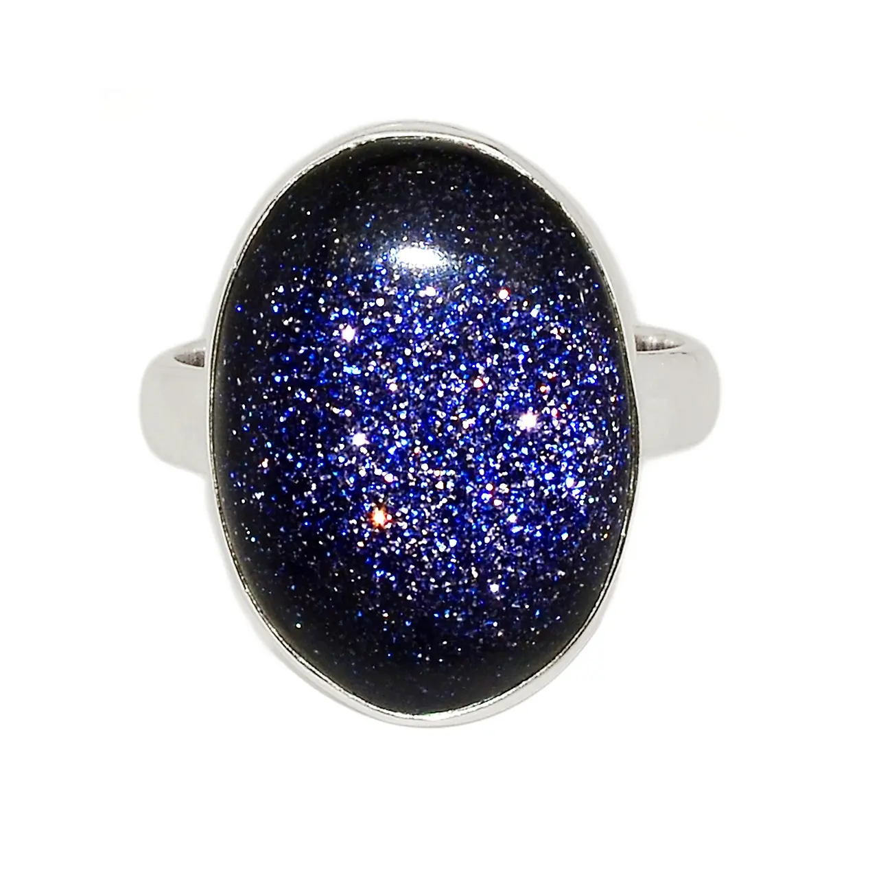 Bague en pierre de soleil et étoile de couleur bleu foncé, 925 argent Sterling, vente en gros, livraison gratuite