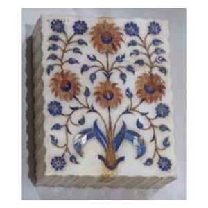 <b>White</b> Marble Rectangular Lovely Inlaid Art Works <b>Chocolate</b> <b>Box</b> - Product Image 1