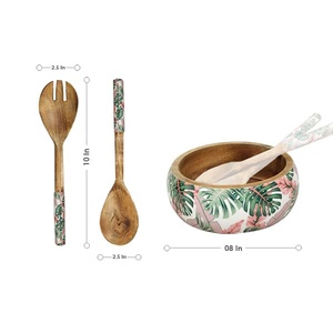 ชามสลัดไม้กระถินมือใหญ่แกะสลักชามสลัด - Product Image 1