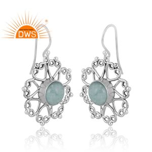 ออกซิไดซ์925สเตอร์ลิงเงินธรรมชาติคู่อเมซอนไนท์คริสตัลอัญมณีดอกไม้ดีไซน์แบบห้อยต่างหูเครื่องประดับผู้ผลิต - Product Image 2