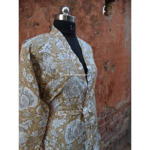 Hippie bohemio Maxi indio algodón Floral mano bloque estampado Mujer venta al por mayor ropa de playa verano camisón largo bata de talla grande - Product Image 3