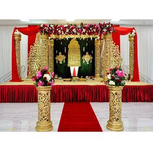 Decoración Tradicional Tamil para Bodas, Mandap Dorado para Bodas del Sur de la India, Mandapam Dorado con Pilares Jali, Mandap para Bodas en EE. UU. - Product Image 1