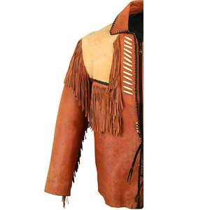 Chaquetas de cuero genuino para montar a caballo con logotipo personalizado de alta calidad, con cuerdas de sujeción, color marrón, EE. UU. - Product Image 6